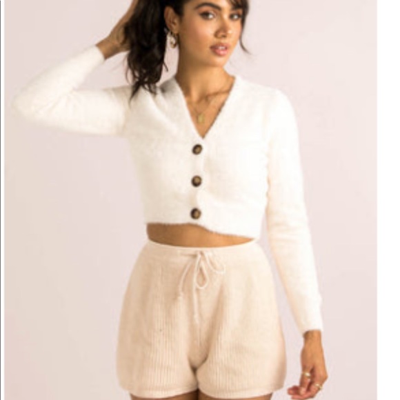 Sweaters - Fuzzy White Cardigan